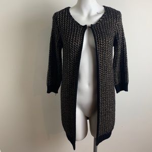 Gemelli knit sweater coat metallic Italy cable